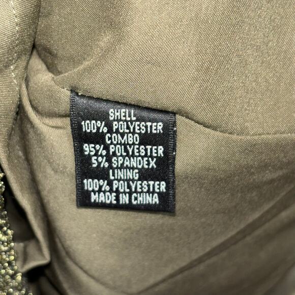 Adrianna Papell One Shoulder Dress Olive Green Lace Sequin Formal Gown Size 2 - Picture 4 of 9